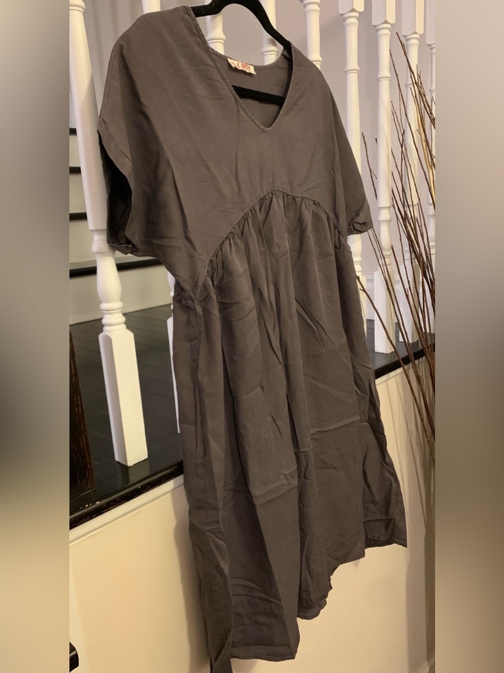 Women's Charcoal Gray V-Neck Mini Dress